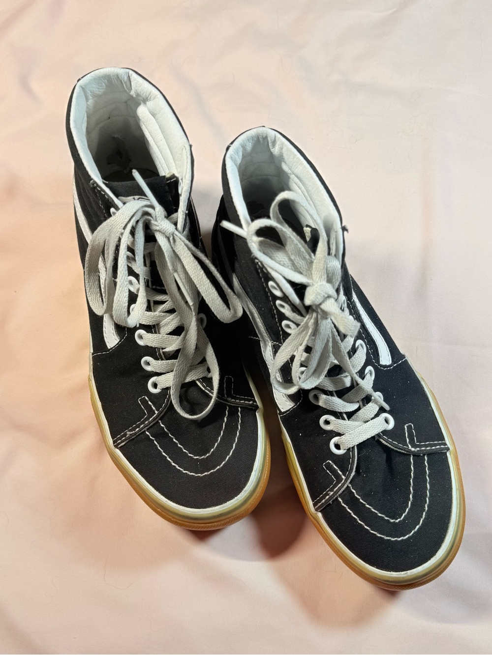 Vans Sk8-Hi Stacked Platform High Top Sneakers Black Gum Checkered Women’s s 7